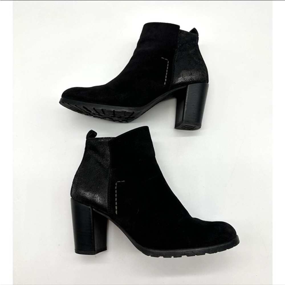 Paul Green Ankle Boots Womens Heeled Leather Suede Zip Black Uk 5.5 US 8